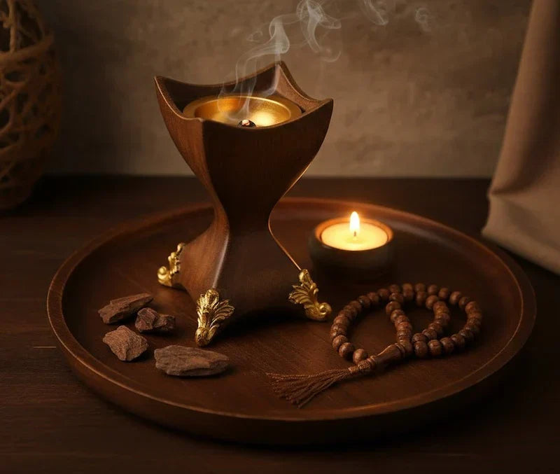Decorative Incense Burner with Gold Accents