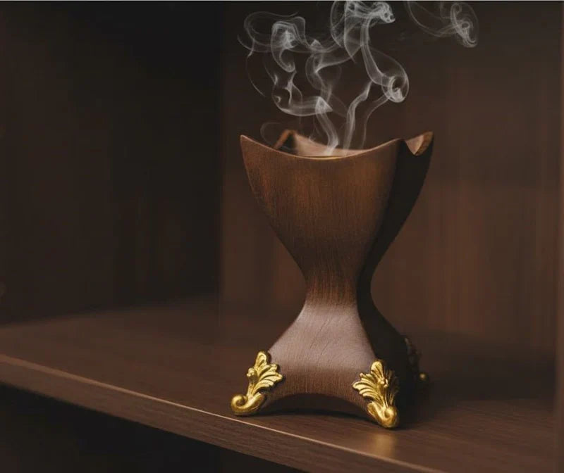 Decorative Incense Burner with Gold Accents