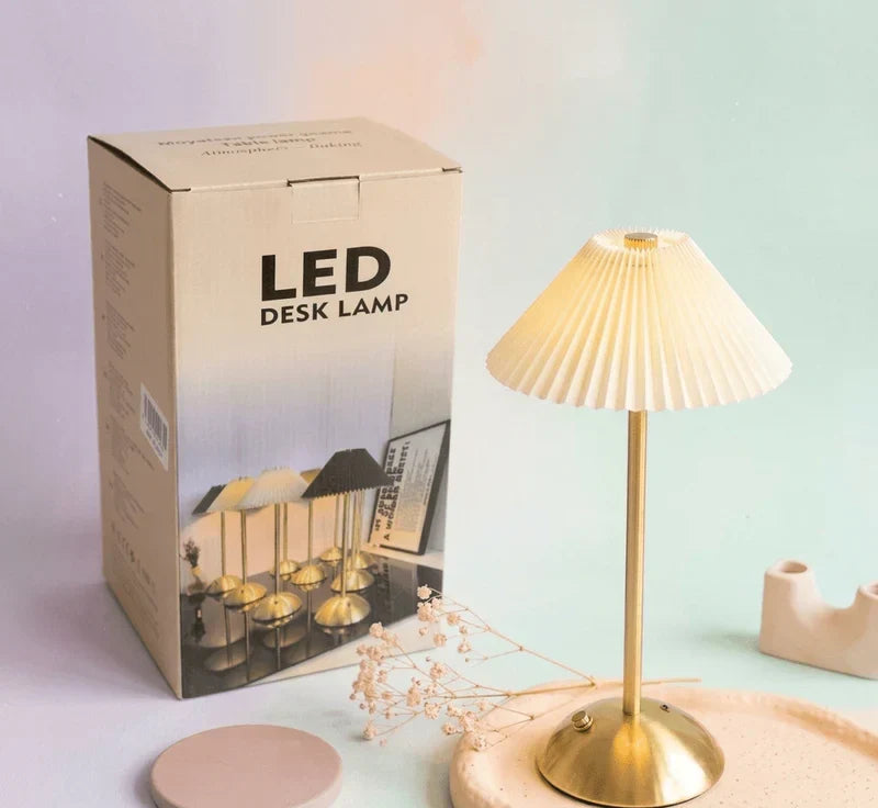 Elegant Pleated LED Desk Lamp